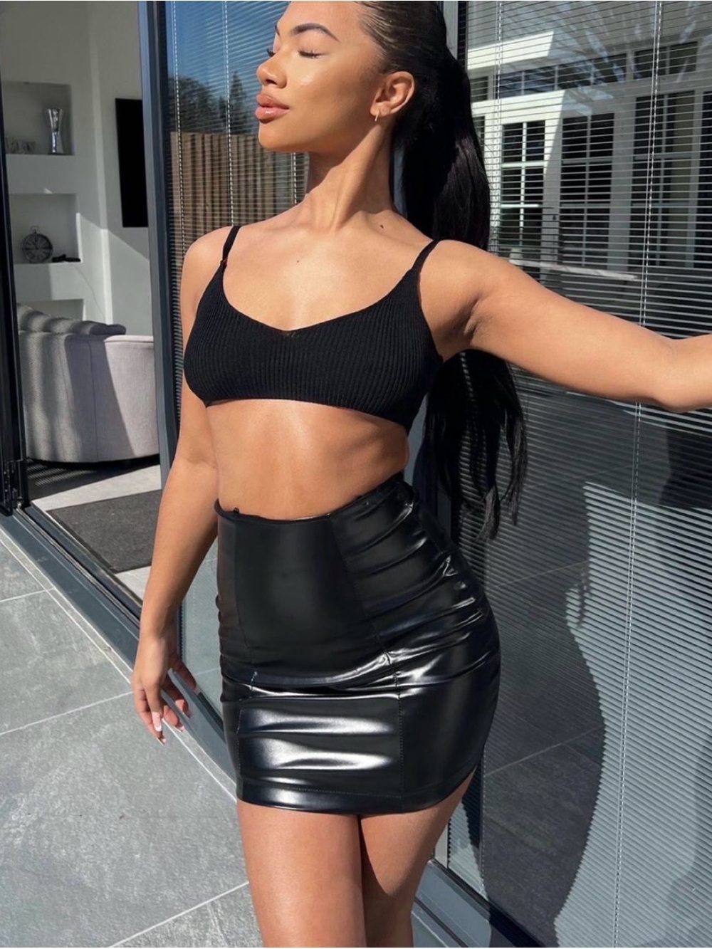 Fashion Nova Black Faux Leather Mini Skirt